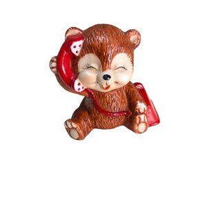 Vintage Russ Berrie Bear on Telephone Figurine kitschy